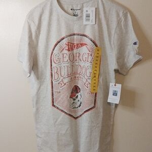 Champion Georgia Bulldogs Graphic Tee - Heather Gray with Red Print
